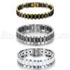Men's Wide Ceramic Link Stainless Steel Health Power Therapy Magnetic Bracelet