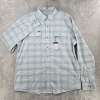 Poncho Flannel Shirt Mens XXL Slim Blue Plaid Magnetic Pockets Long Sleeve