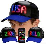 Programmable LED Hat Bluetooth App Control, Custom Text Smart Baseball Cap, Rave