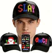 Programmable LED Hat Bluetooth App Control Custom Text Smart Baseball Cap Rave