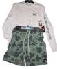 Quiksilver SET Men's size S White Rashguard & Green Stretch Beach Surf SPF 50+