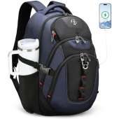 Swissdigital Design Travel Laptop Backpack for Men with USB SD803-12 Black/Blue