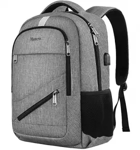 Grey Backpack with USB Charging Port and RFID Pocket 1