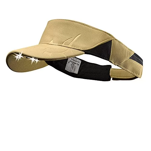 POWERCAP LED Tuna Visor 25/75 Ultra-Bright Hands Free Lighted Battery Powered Headlamp &ndash; Khaki (V4-3594)