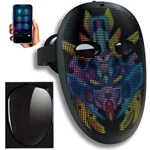 MEGOO Led Mask with HD WIFI Programmable Video Play,Cool Digital Light Up Face Mask for Halloween Rave Masquerade Party (HD-WIFI)