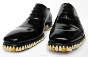 Just in time for Halloween, shoes made from human dentures 7