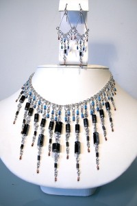 One of a kind necklace and earring set crafted together with capacitors and diodes 3